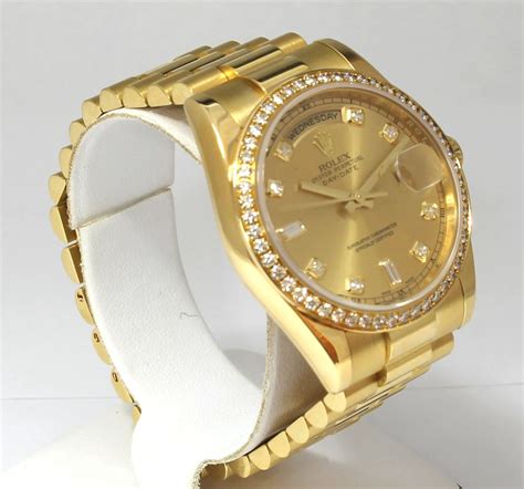 rolex day date yellow gold 36|Rolex 36mm diamond bezel.